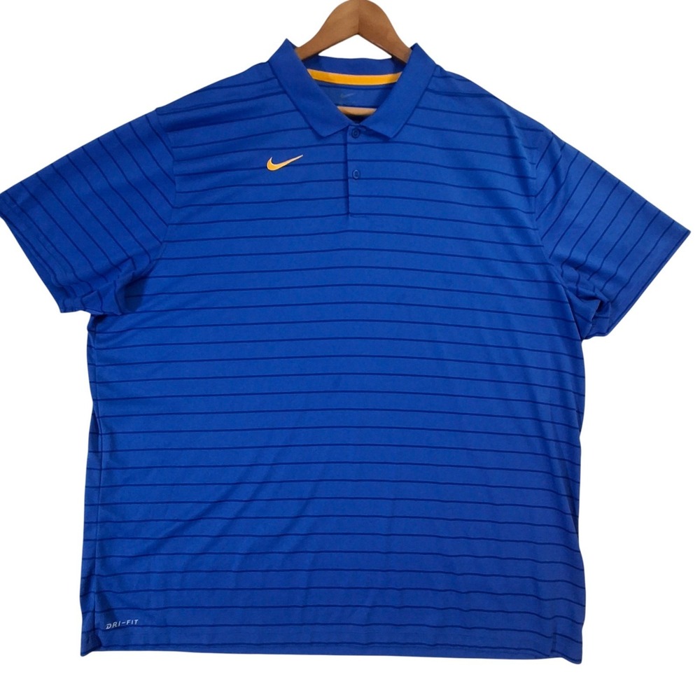 Nike Dri-Fit Golf Polo Shirt Men's‎ 3XL Blue Striped Short Sleeve Performance